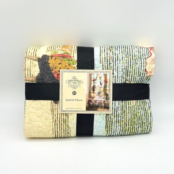 John Derian Bird Collage Quilt 70” x 50” Quilted Throw Blanket NEW - Picture 2 of 6